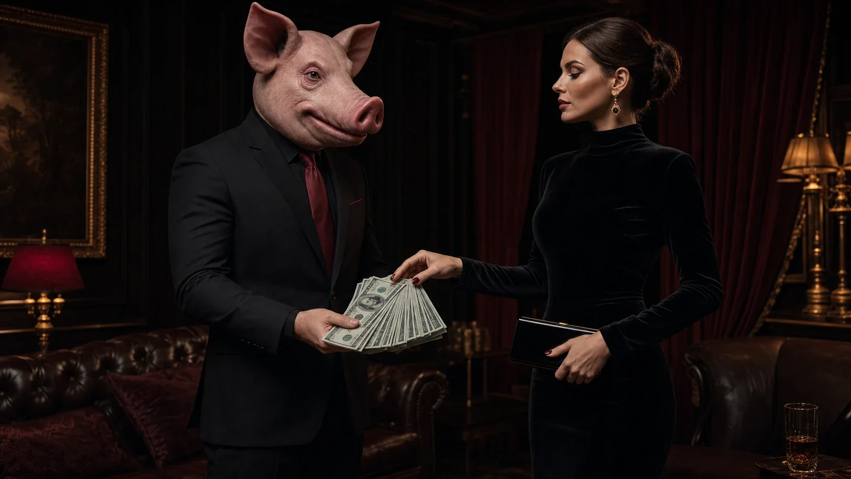 A financial submissive presenting a voluntary cash tribute